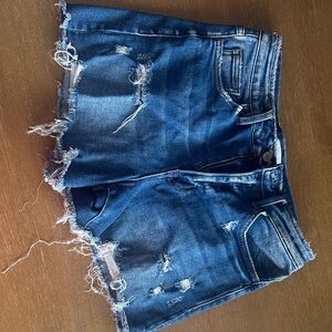 Distressed Blue Jean Shorts